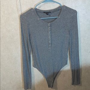 Long-sleeve gray bodysuit